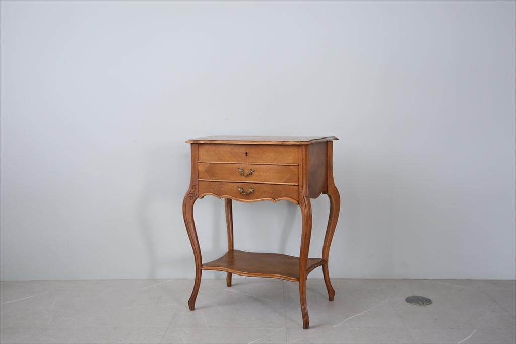 フランスアンティーク◇木製ソーイングテーブル/裁縫箱/机/化粧台(90-2)