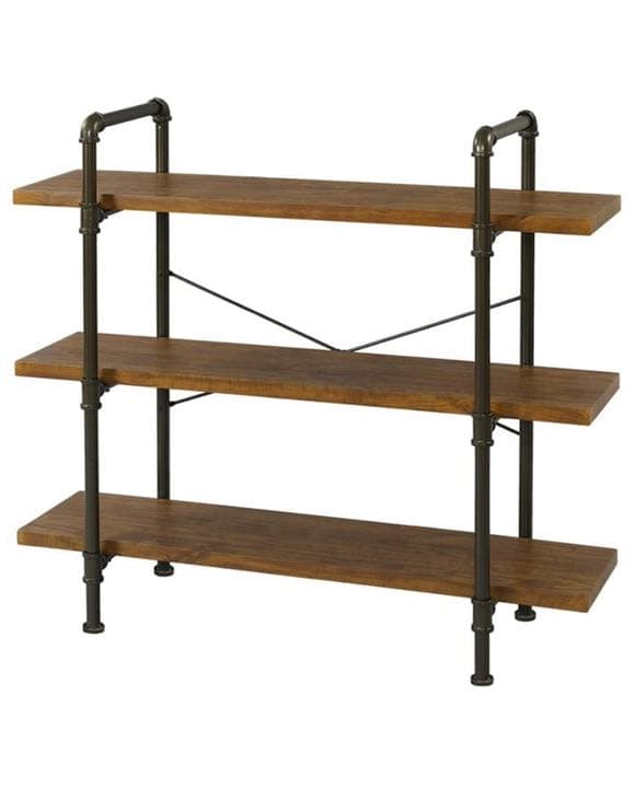 ★新品 ウォールナット アイアンシェルフ 3段 幅120cm スチールフレーム