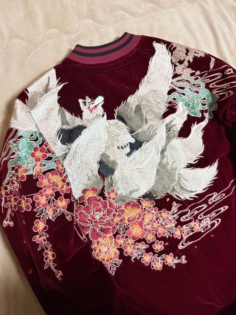 未使用 別珍 Skajan 狐 花 日本限定 スカジャン vintage 美品