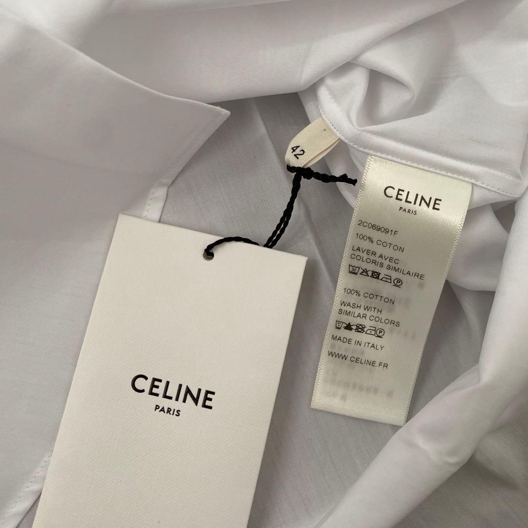 値下げ タグ付き未使用 CELINE ワイシャツ シャツ 白 ホワイト