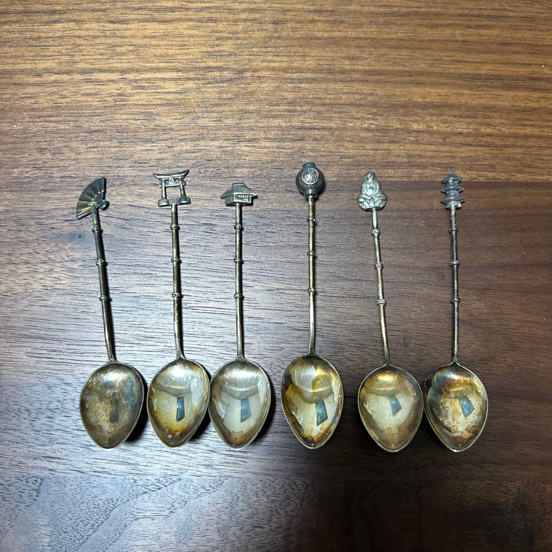 純銀　日本の伝統モチーフ スプーン 6本セット