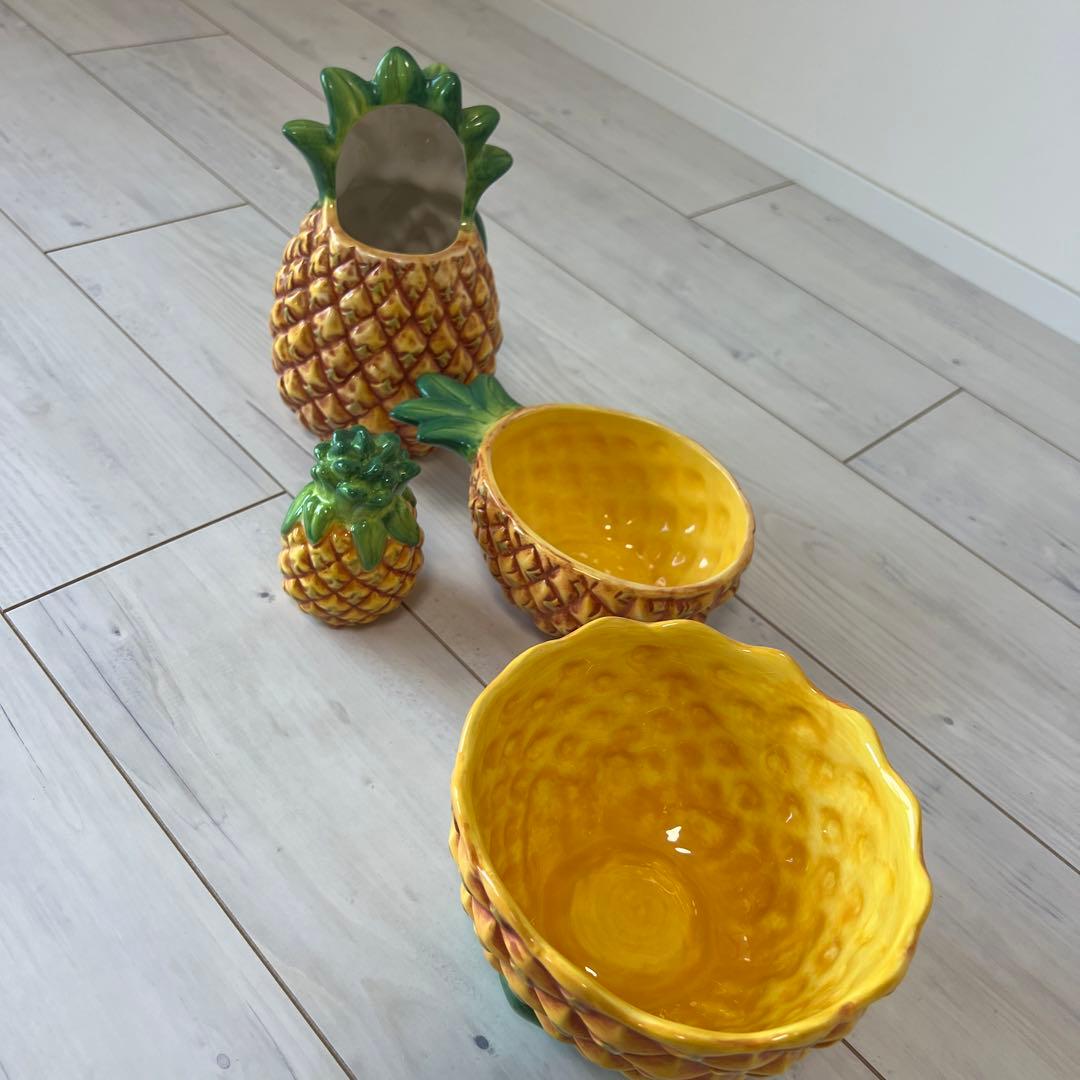 ハワイアンパイナップル型セラミック食器セット