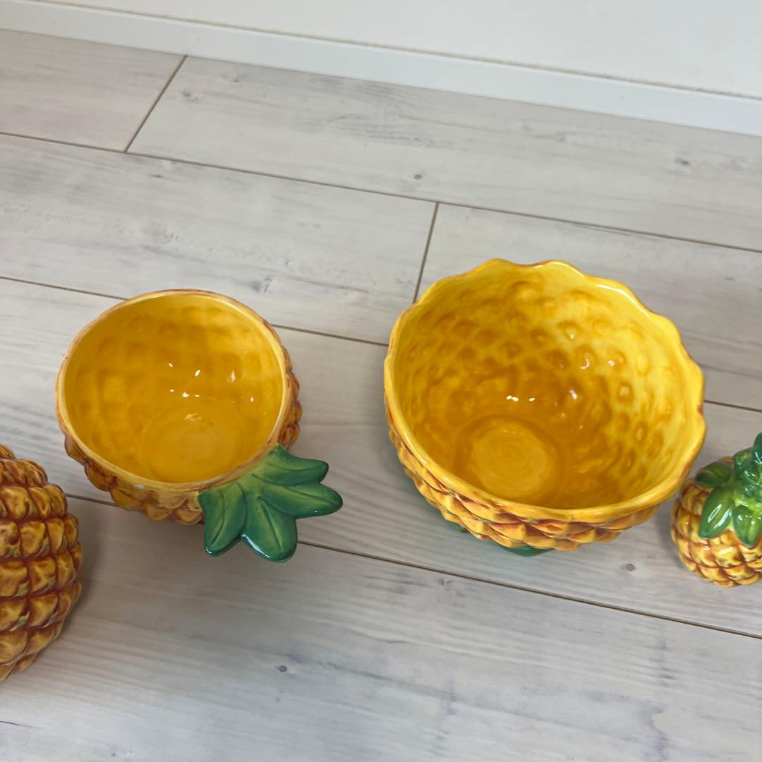 ハワイアンパイナップル型セラミック食器セット