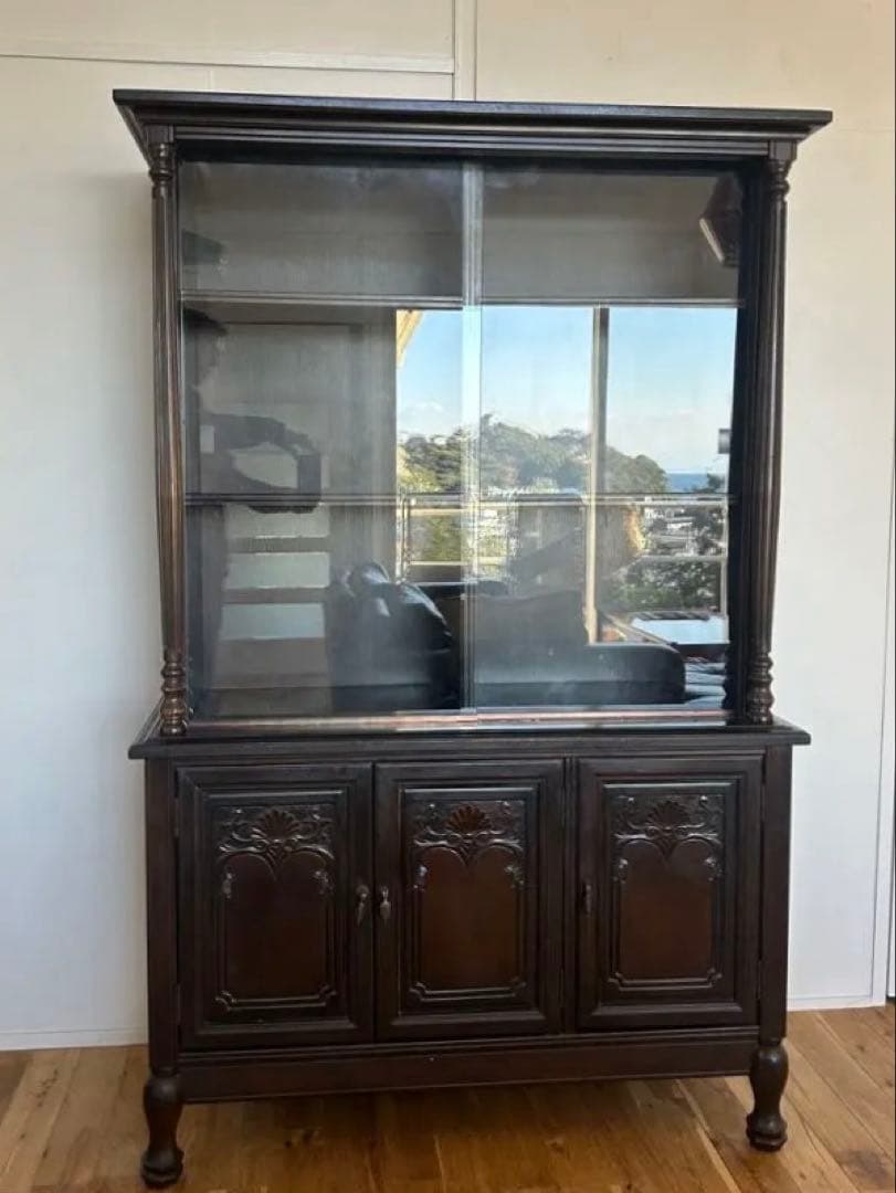 英国クラシック キャビネット アンティーク 食器棚 飾り棚 カップボード 収納