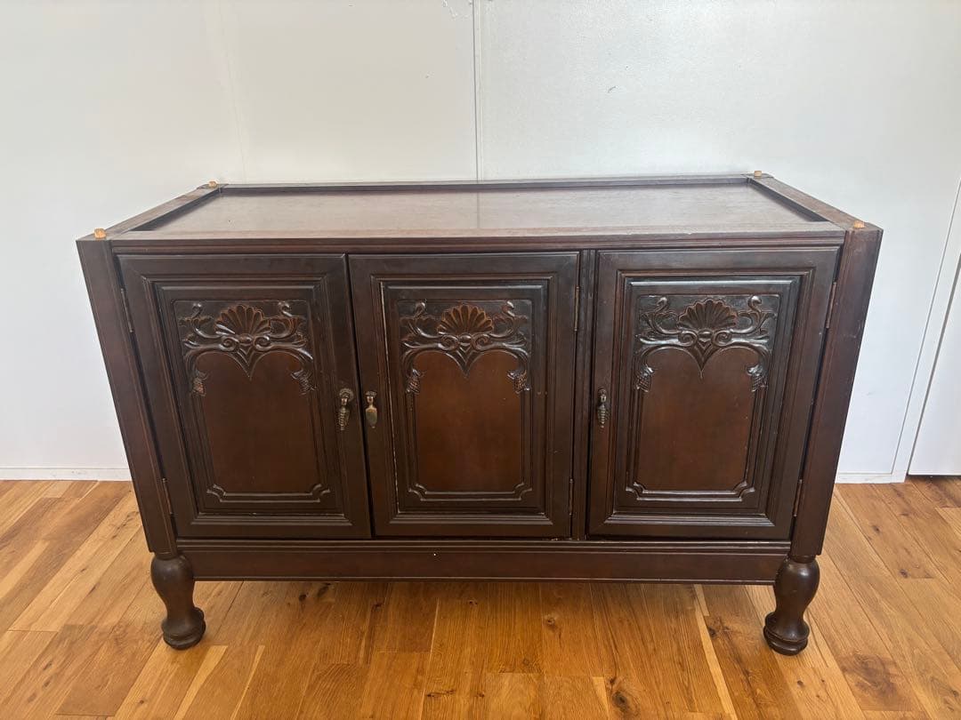 英国クラシック キャビネット アンティーク 食器棚 飾り棚 カップボード 収納