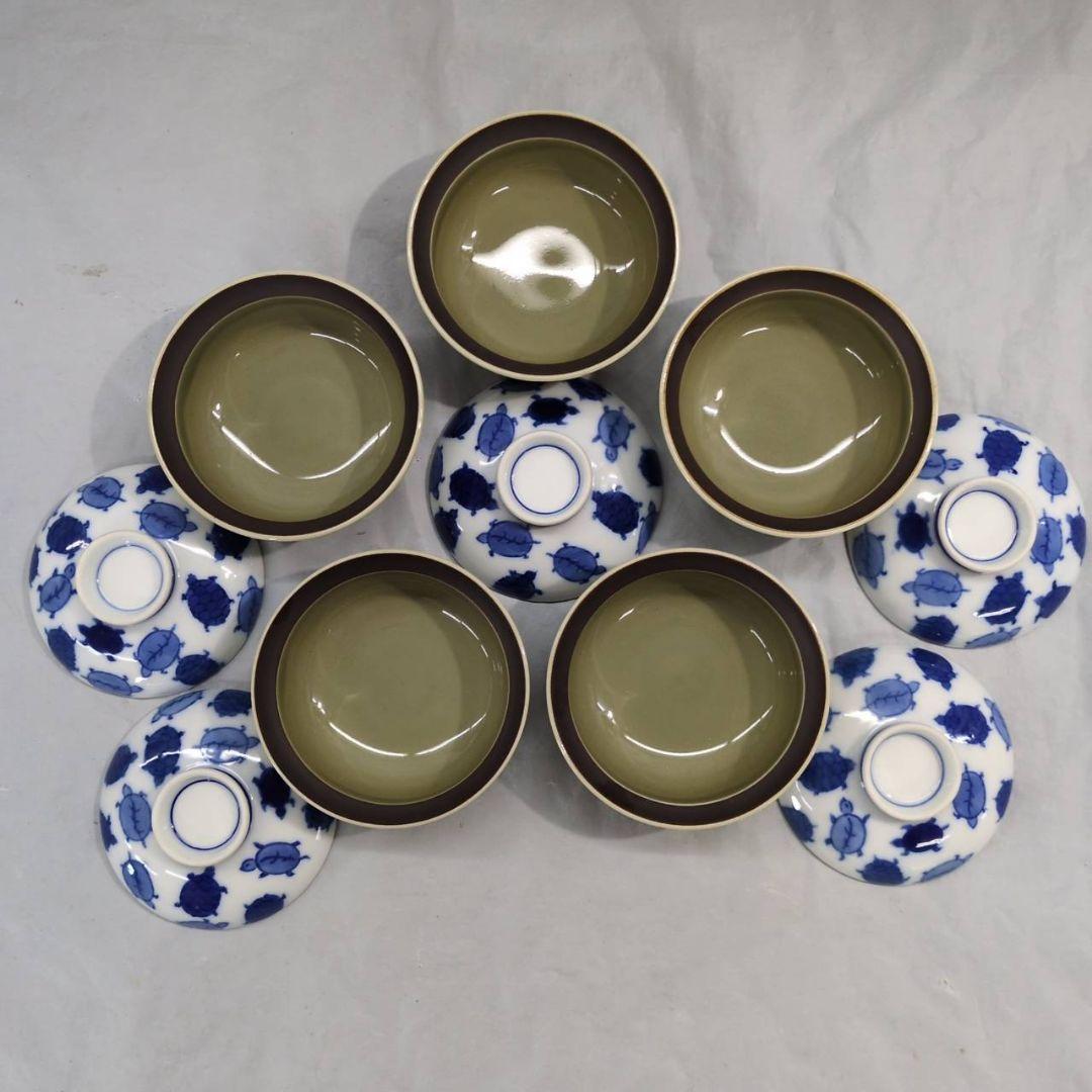 深川製磁　百年庵　染付亀文　珍味入揃　五点セット