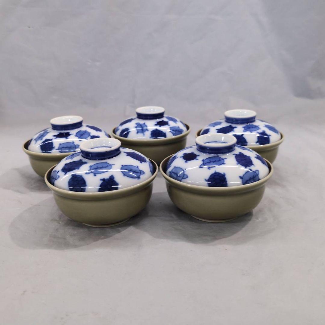 深川製磁　百年庵　染付亀文　珍味入揃　五点セット