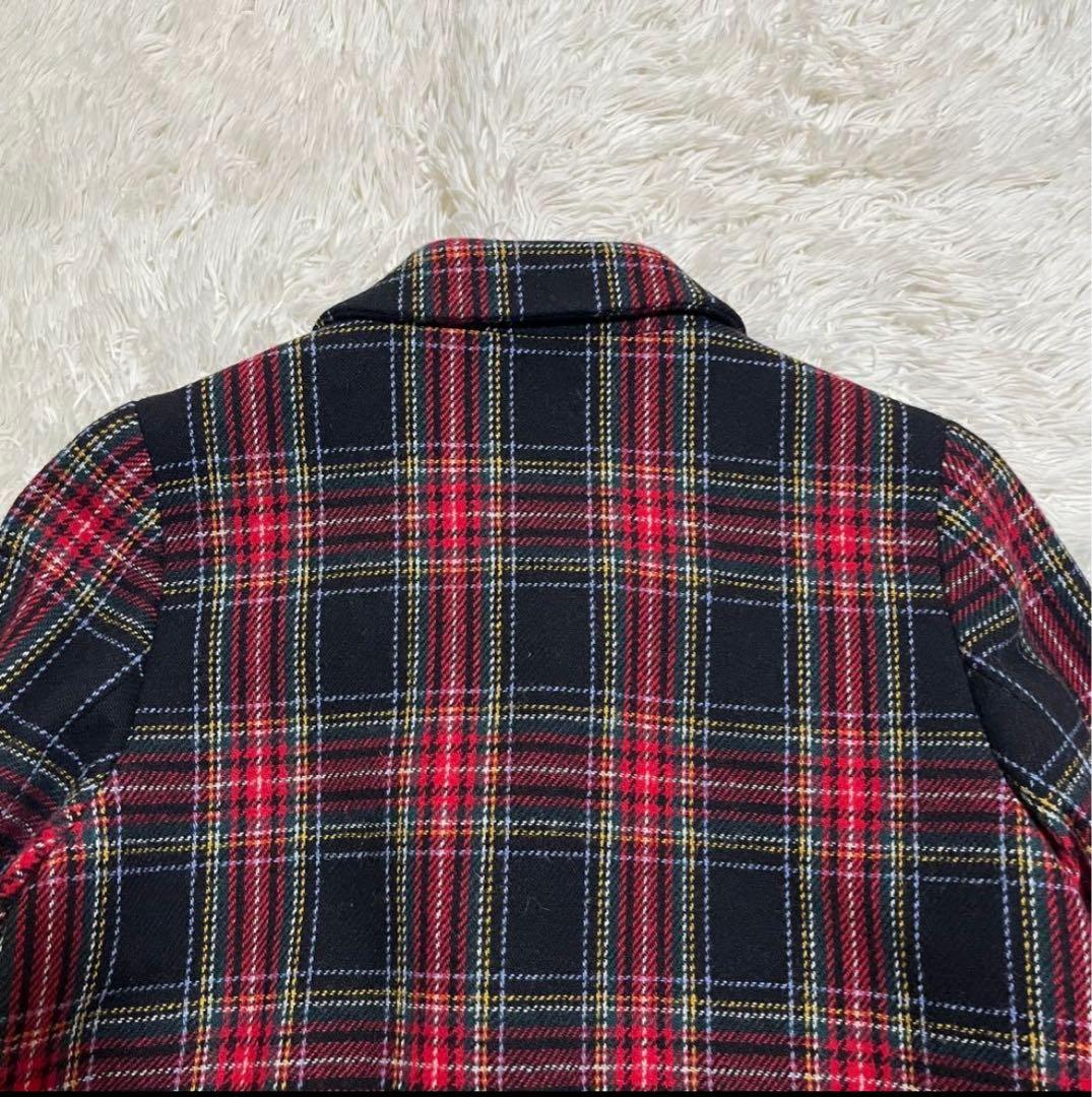 アニエスベー★タータンチェック チェスターコート　ウール　レディースコート　S