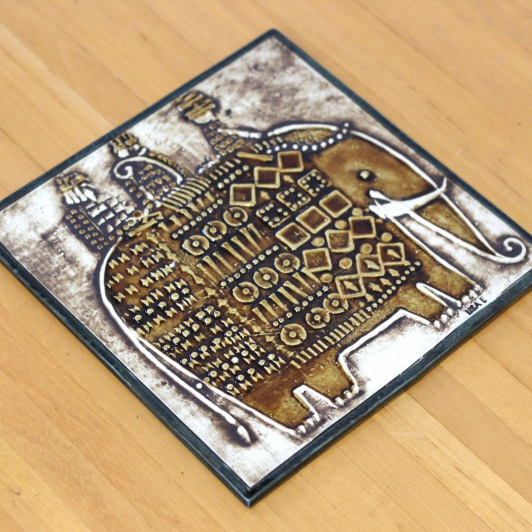 リサラーソン　Lisa Larson　UNIK ヴィンテージ陶板 ゾウ　北欧雑貨