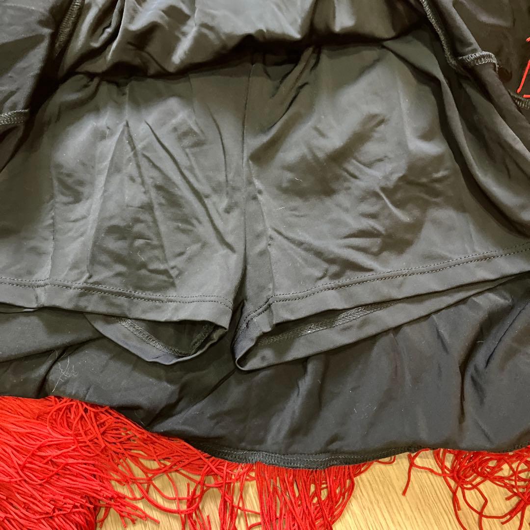 ジャンティ　社交ダンス　ラテン スカート　M 黒赤フリンジ