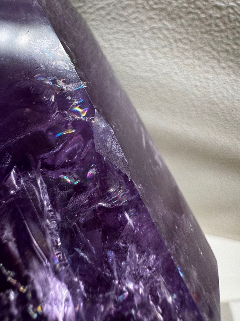 【アメジスト】天然石 六角柱 レインボー 原石 タワー型 約625g