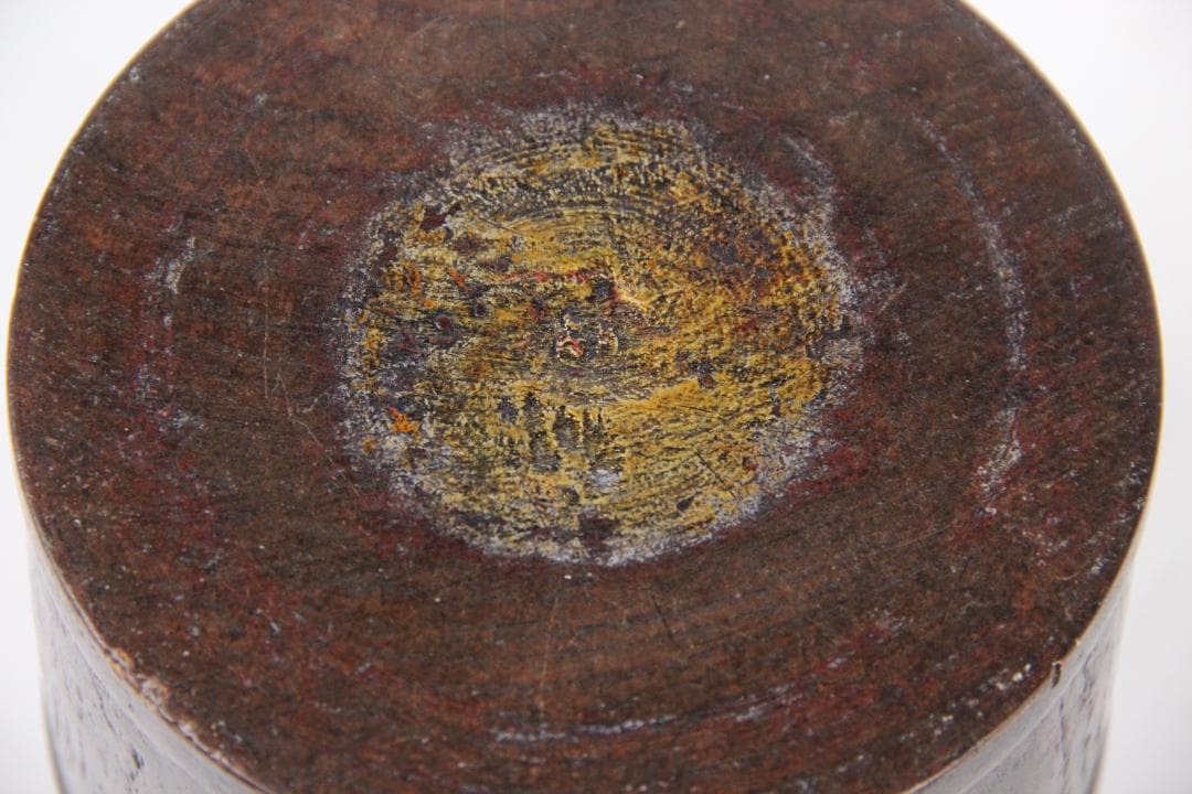 明末清初中国 木胎 黒漆 筒形容器 民窯 民用 漆器 物入れ ED11-23