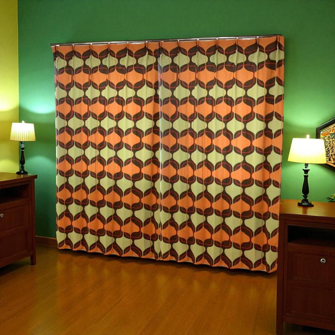 レトロ 昭和 ドレープカーテン 送料無料 クリスマスセール価格&２組購入セット割