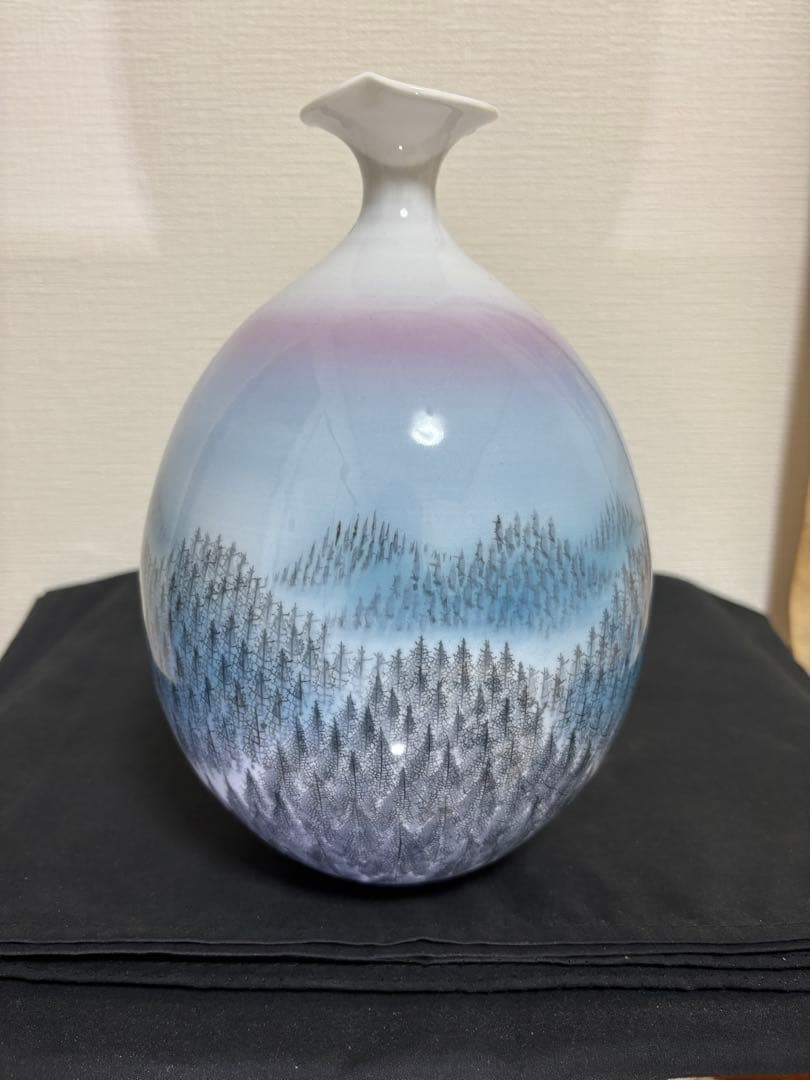 藤井朱明 壺 飾り壺 花器 日展人気作家 有田焼 朝日花瓶