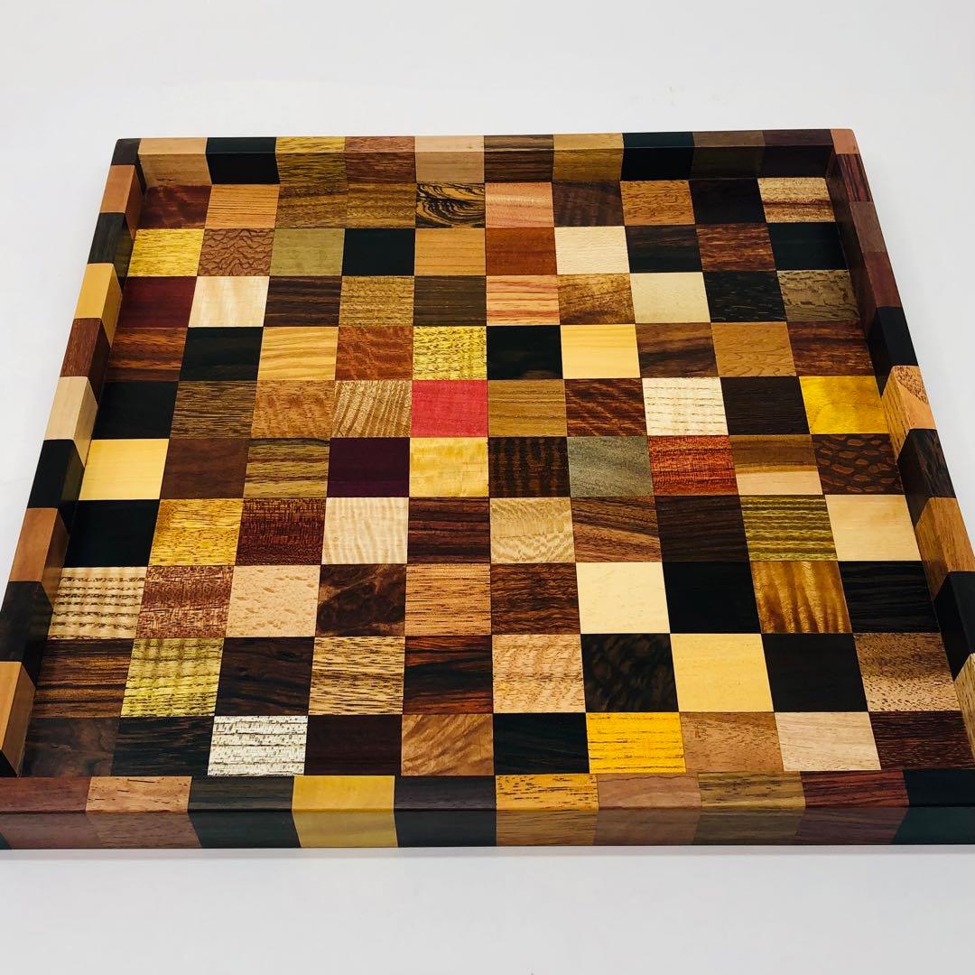 世界の銘木142種の寄せ木トレイ ハンドメイド