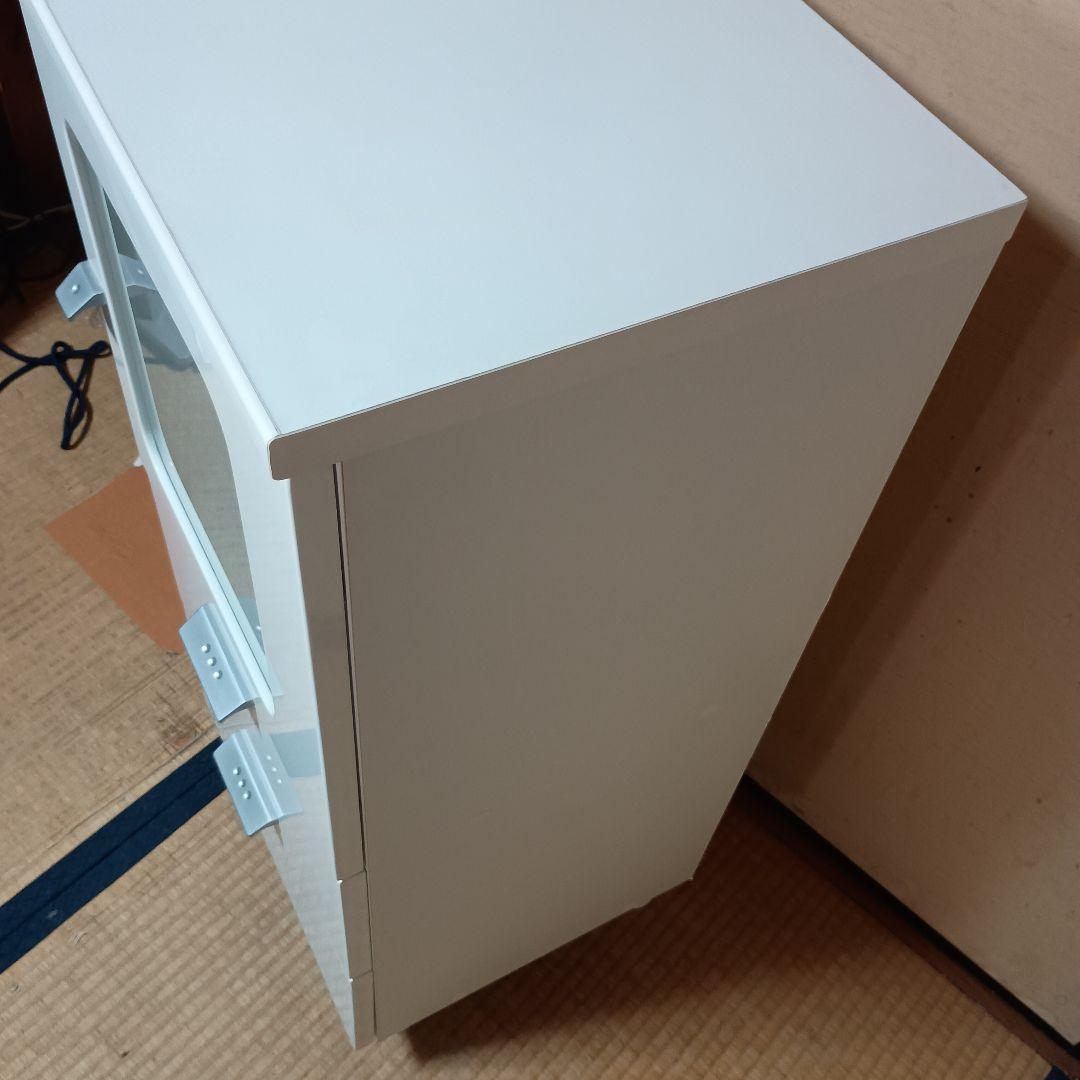 送料込 窓付きキャビネット ホワイト 90cm