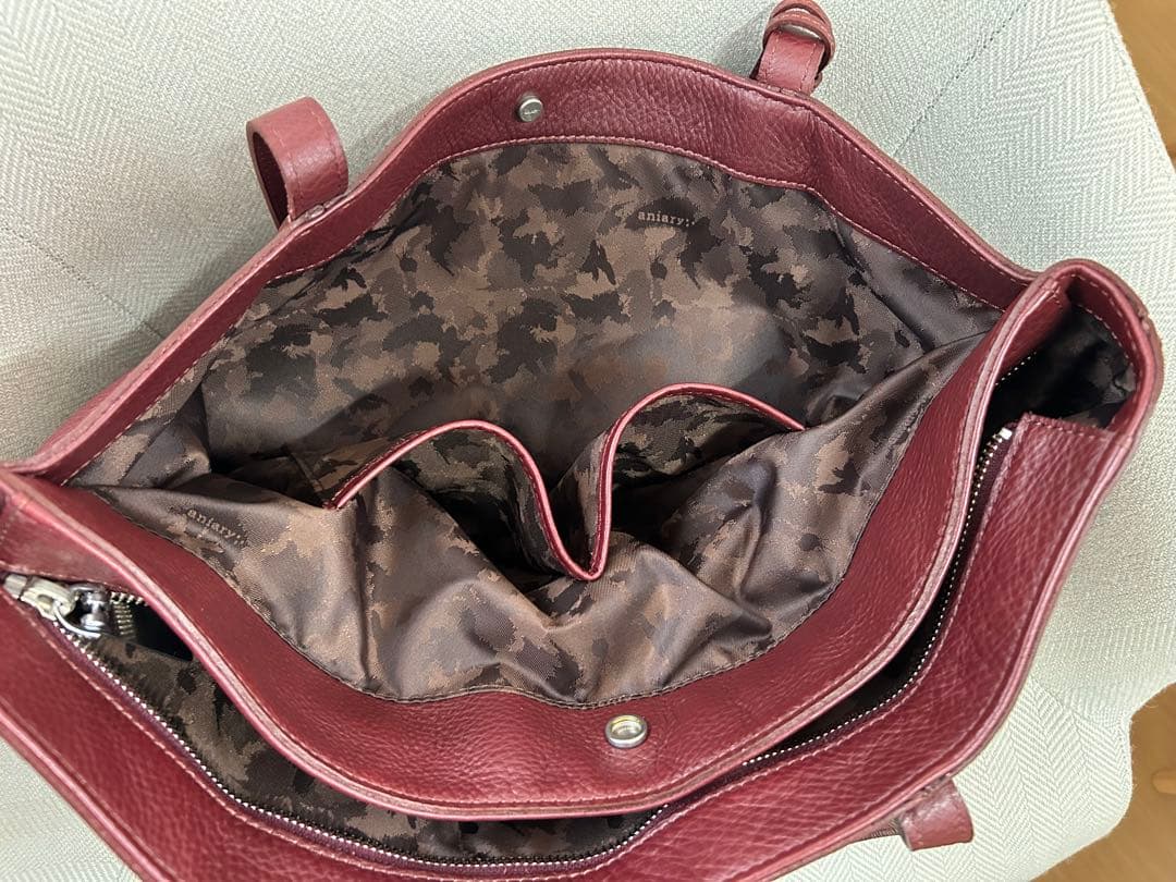 【超値引き】aniary アニアリ レザー トートバッグ　ボルドー