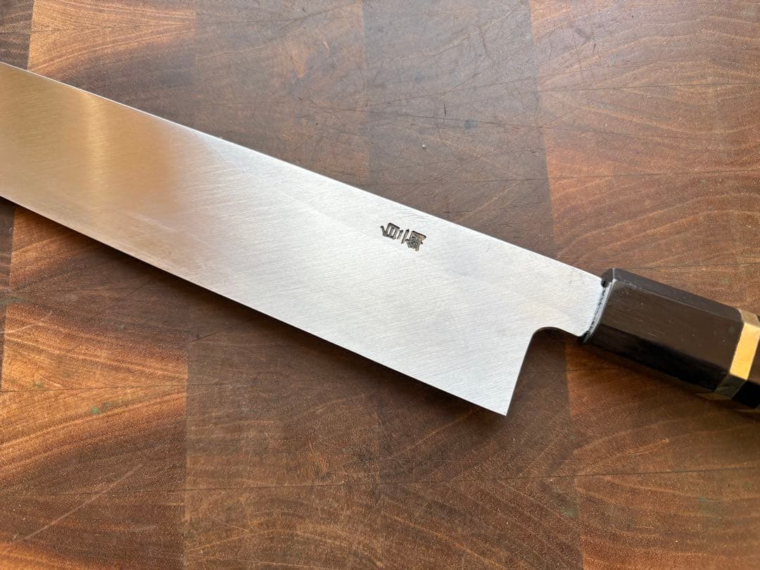堺打刃物　切付　片刃　240mm 包丁　白鋼　和包丁　黒檀　八角朴　牛刀