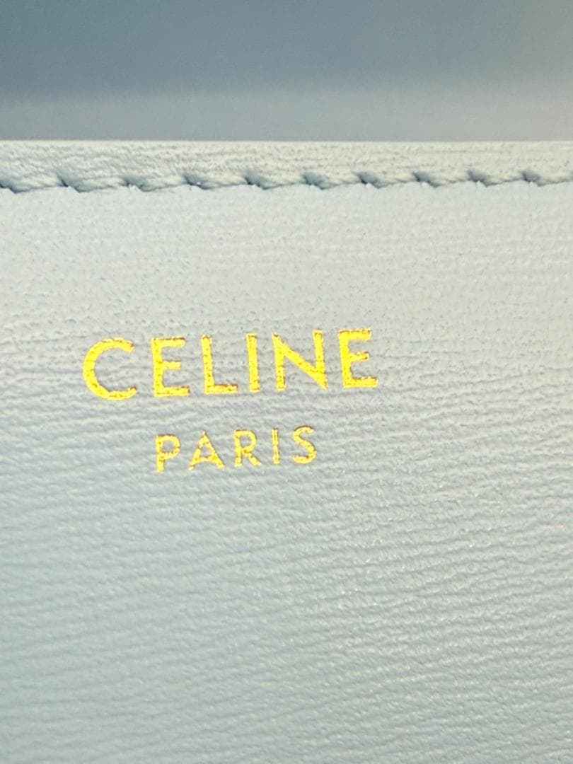 極美品 付属品完備 CELINE トリオンフ 三つ折り財布 ブルー 水色