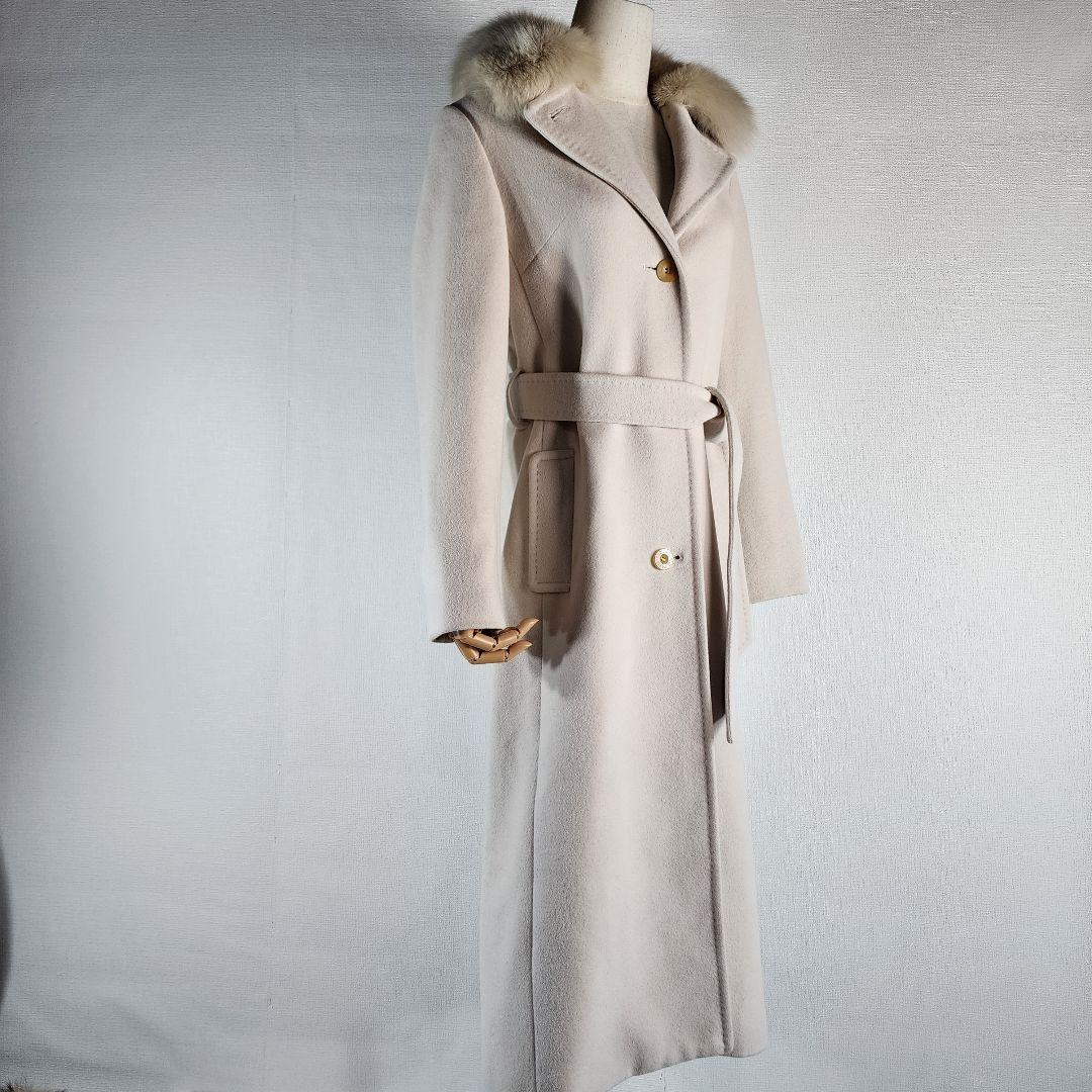 OLD ENGLAND 高級アンゴラマキシ丈ベルテットコート フォックスファー