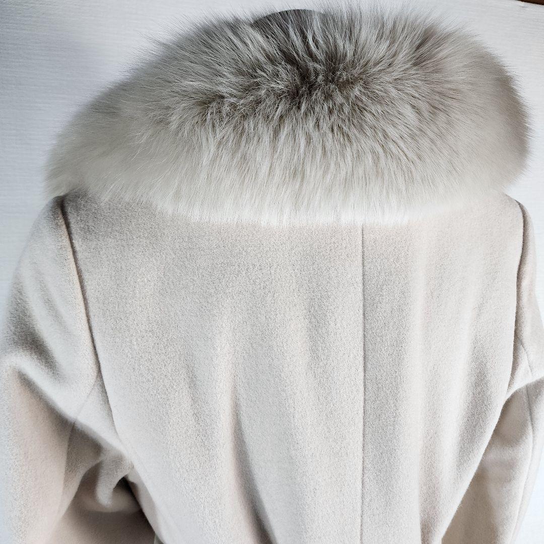 OLD ENGLAND 高級アンゴラマキシ丈ベルテットコート フォックスファー