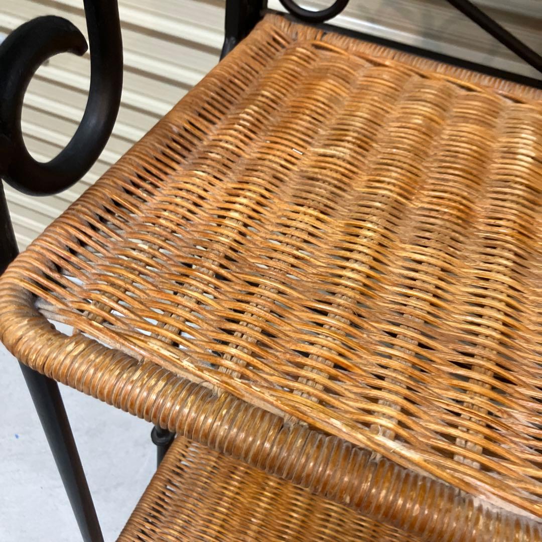 アンティーク調 アイアンフレーム 5段折りたたみラタンラック 飾り棚 花台レトロ