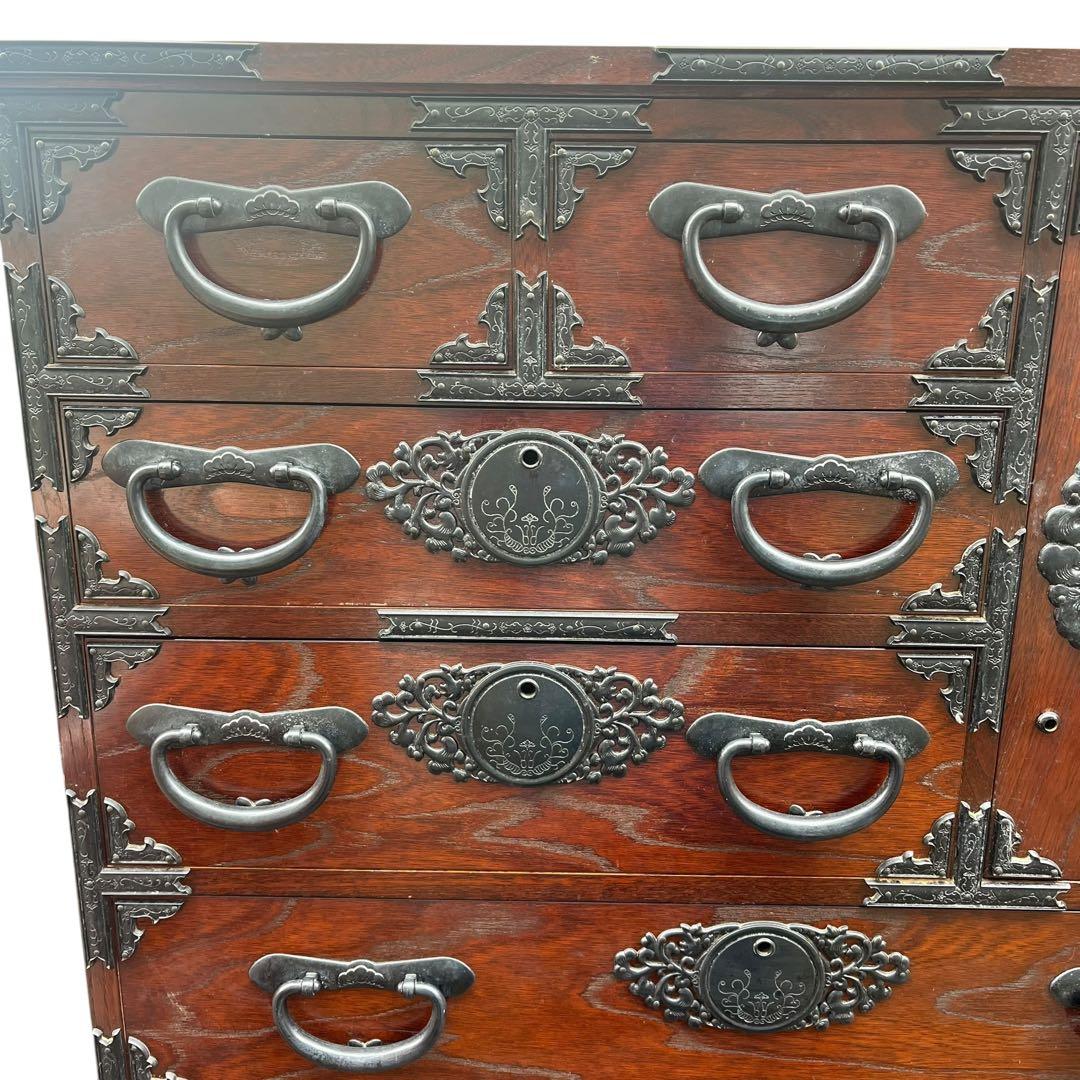 引き取り限定✨　和箪笥 時代箪笥 箪笥 収納家具 和家具 装飾金具　鍵付き