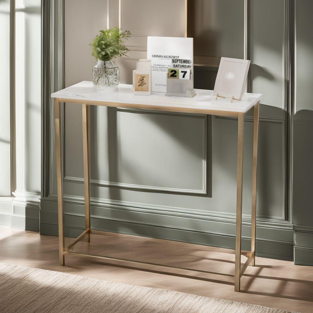 コンソールテーブル 玄関 カウンターサイドスリム 大理石柄