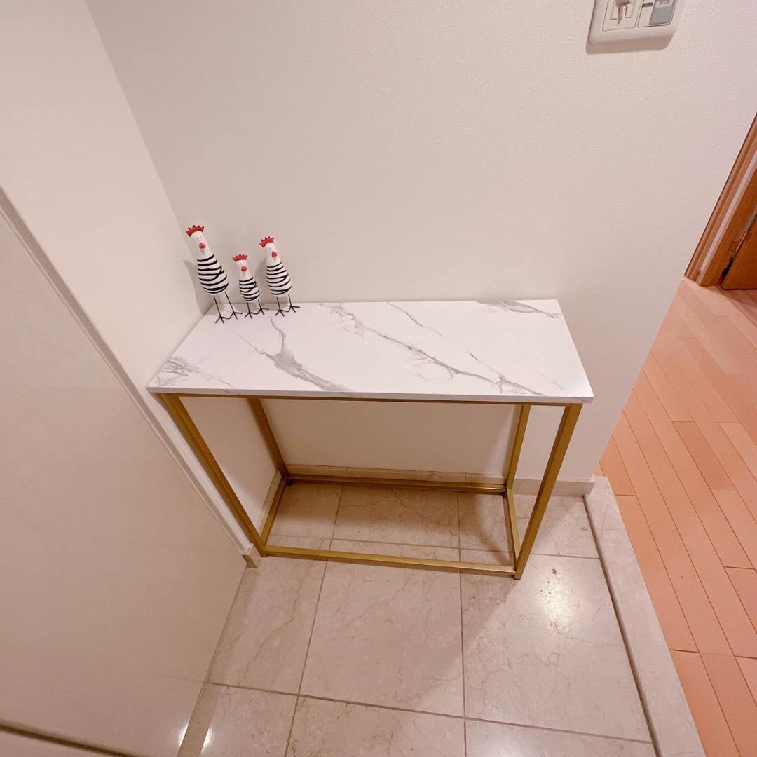 コンソールテーブル 玄関 カウンターサイドスリム 大理石柄