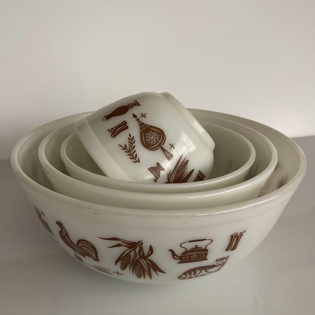 オールドパイレックス　ミキシングボウル　アーリーアメリカン４セット　ヴィンテージ