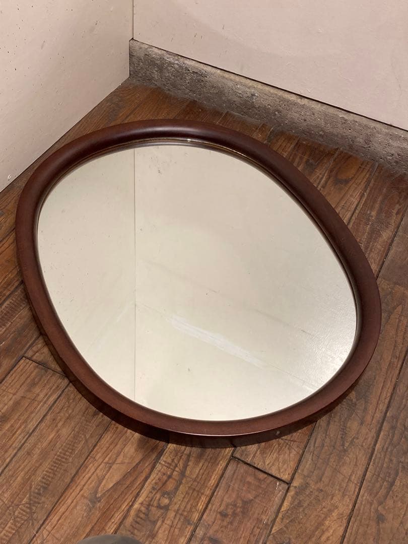 ヴィンテージ 柳宗理デザイン 秋田木工 ウォールミラー 曲木 小判型 大サイズ