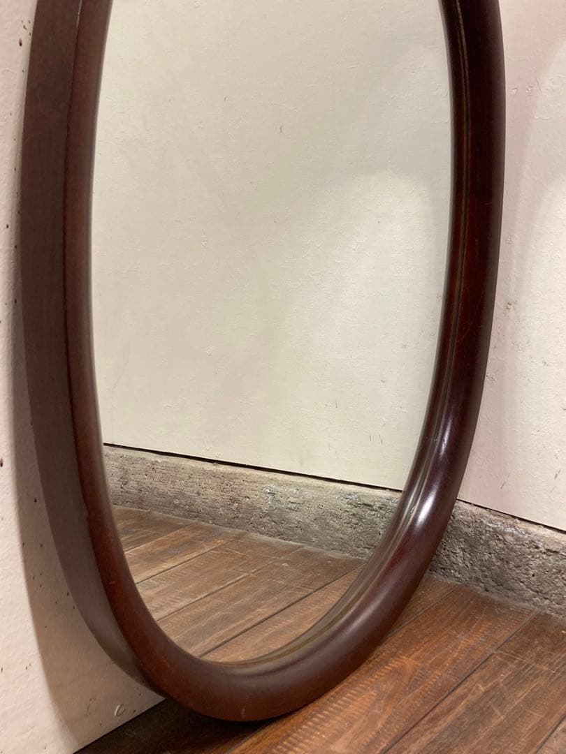 ヴィンテージ 柳宗理デザイン 秋田木工 ウォールミラー 曲木 小判型 大サイズ