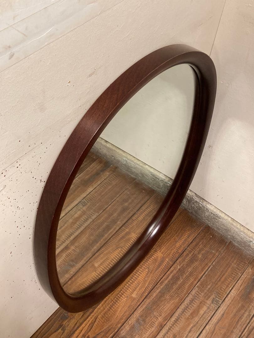 ヴィンテージ 柳宗理デザイン 秋田木工 ウォールミラー 曲木 小判型 大サイズ