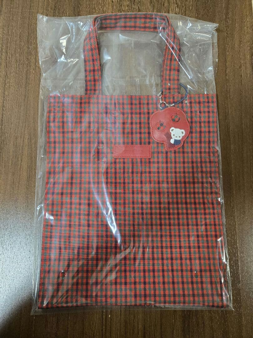 新品未使用タグ付き　ファミリア　チェック　 トートバッグ　大　赤
