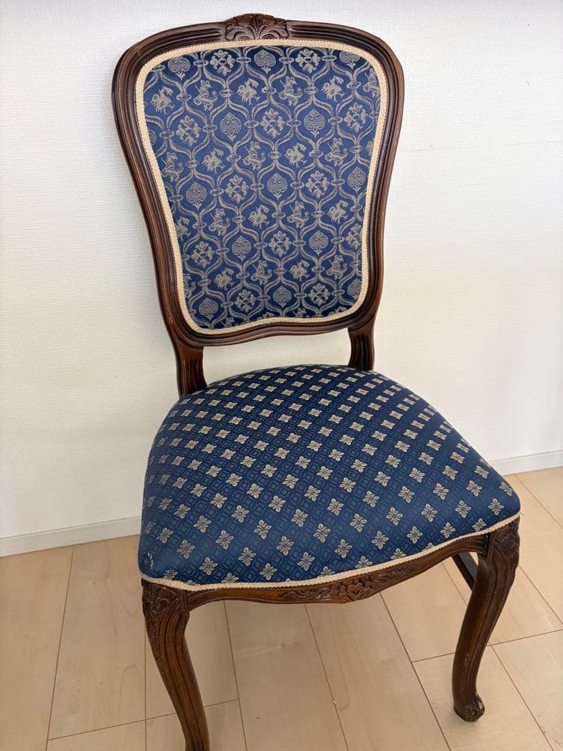 【関東限定】イタリア　5点セット 楕円形 象嵌 木製 ダイニングセット 猫脚