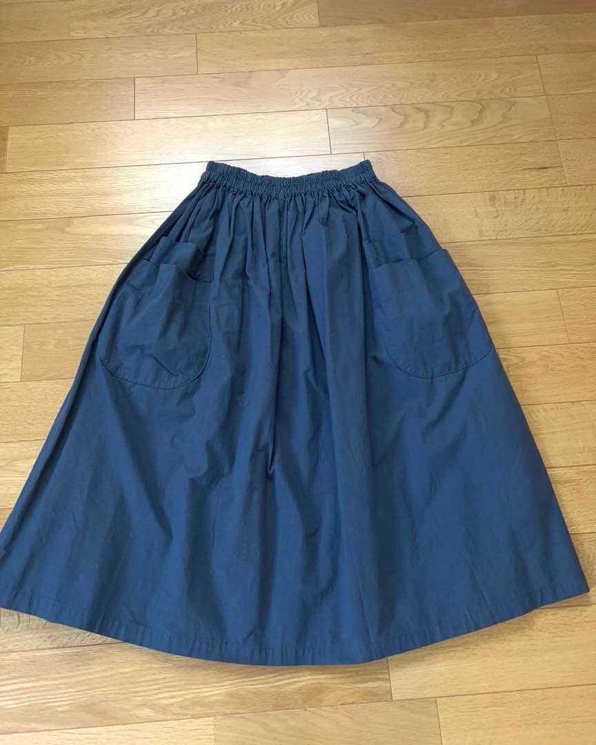 homspunホームスパン　ダブルポケットスカート　ブルーグレーサイズM