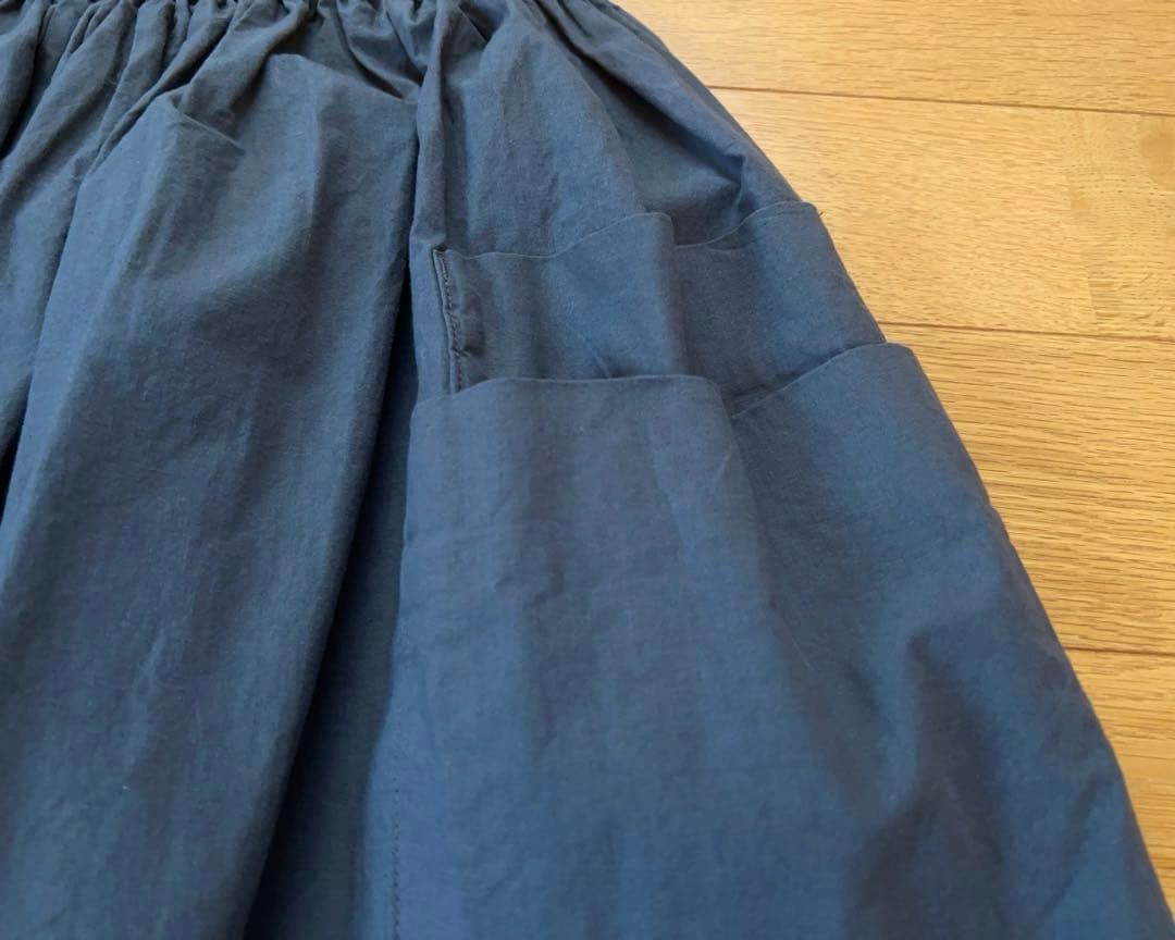 homspunホームスパン　ダブルポケットスカート　ブルーグレーサイズM