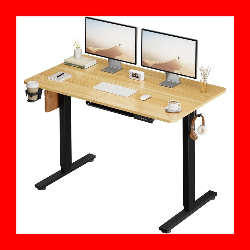 電動昇降式デスク 120×60cm パソコンデスク 収納ボックス フック付き