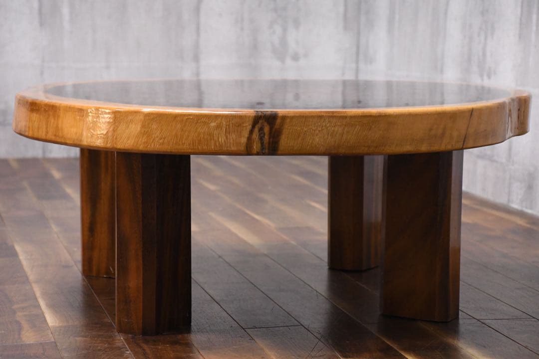 ECK89 モンキーポッド 輪切り一枚板 ローテーブル センターテーブル 座卓