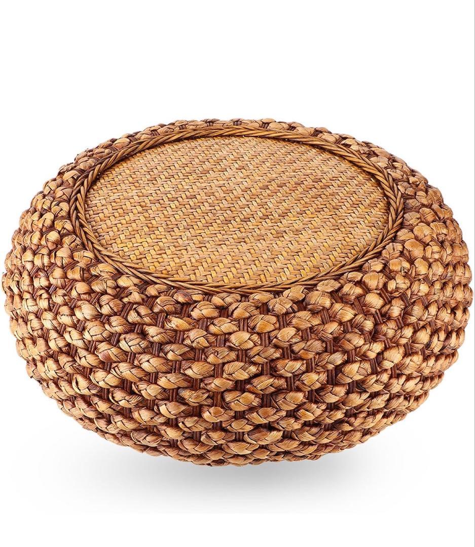 天然素材 フロア座り枕 快適なラウンド バルコニーわらマット ヨゴ瞑想 2個