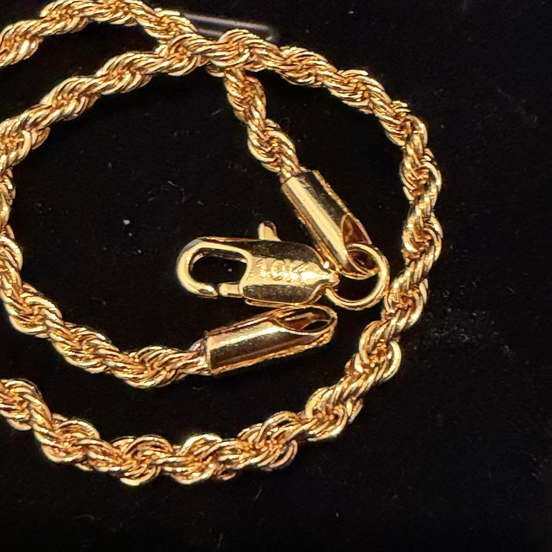 10K イエローゴールド ロープチェーン ブレスレット 幅3mm 21cm