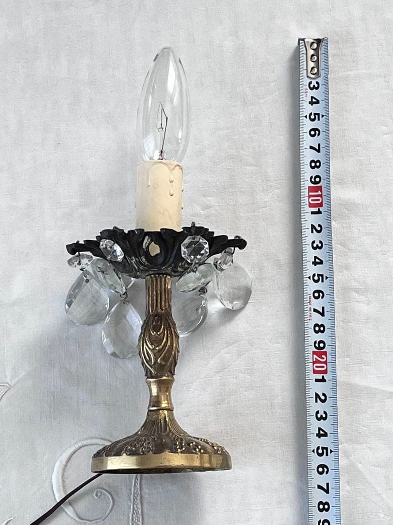 【美品】フランスアンティーク ブロンズ装飾 ガラスドロップ 卓上ランプ 3055