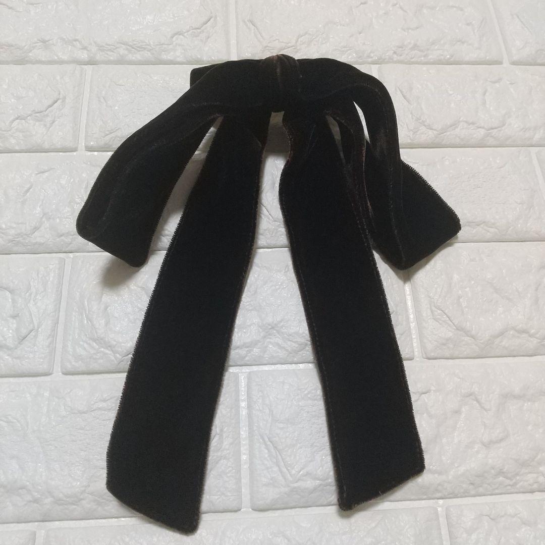 ALEXANDRE DE PARIS ベルベット リボンバレッタ ブラウン