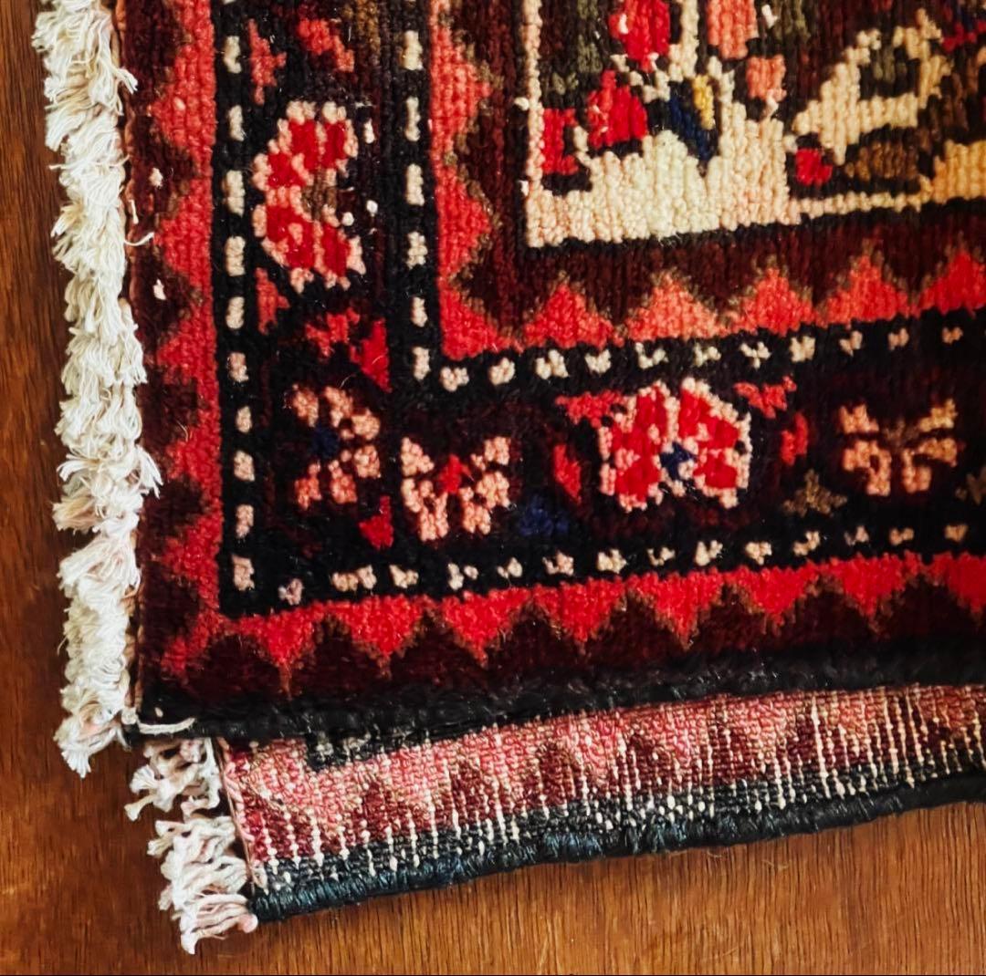 155×82〜90 アフガニスタン バルーチ族 手織りヴィンテージラグ 花と鳥