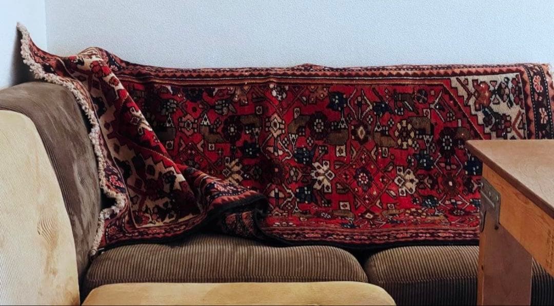 155×82〜90 アフガニスタン バルーチ族 手織りヴィンテージラグ 花と鳥