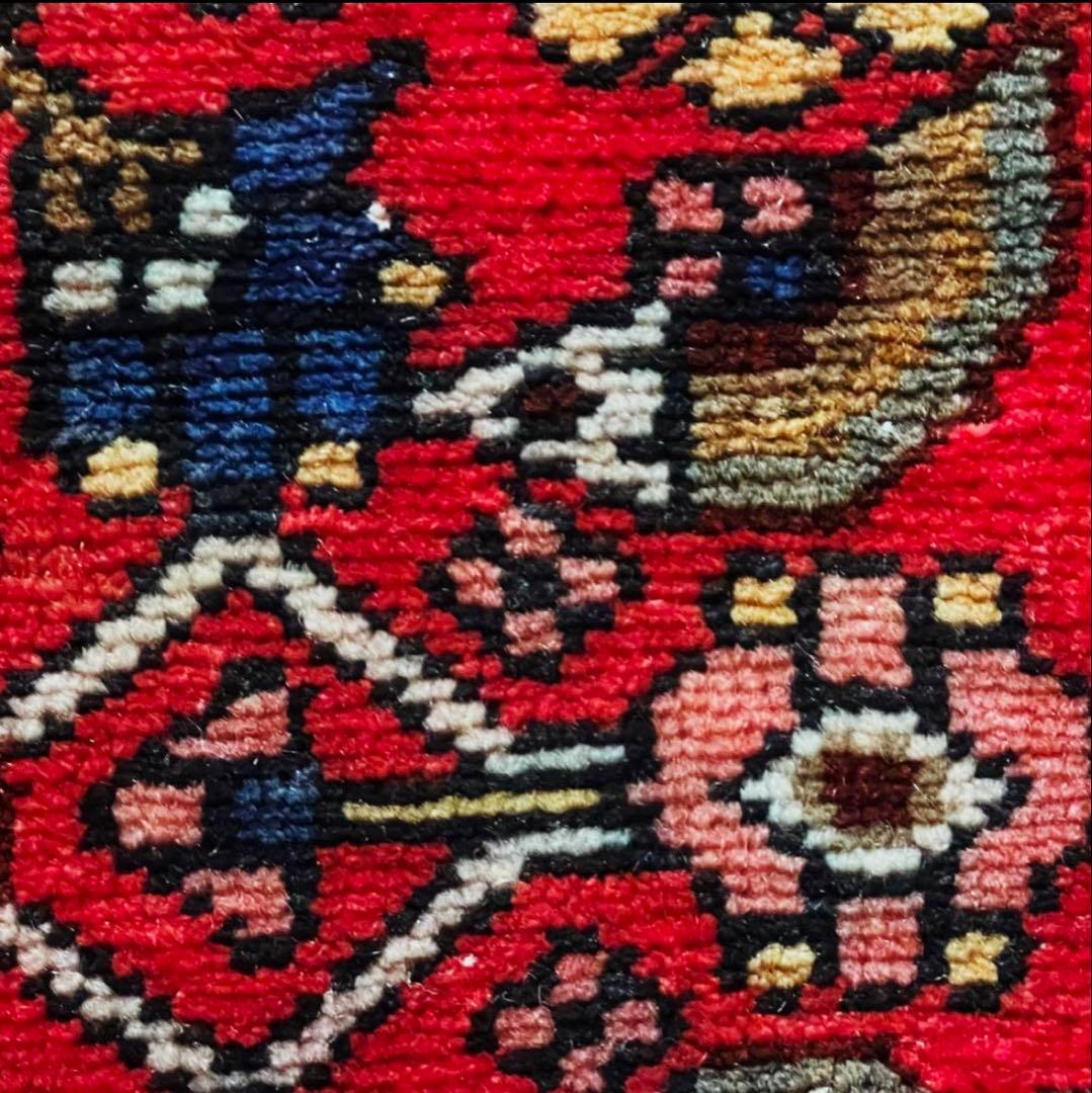 155×82〜90 アフガニスタン バルーチ族 手織りヴィンテージラグ 花と鳥