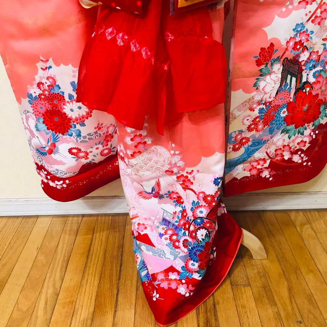 七五三 七歳‼️プリンセスならばピンク❤️豪華御所車手毬花々金彩金箔煌びやか