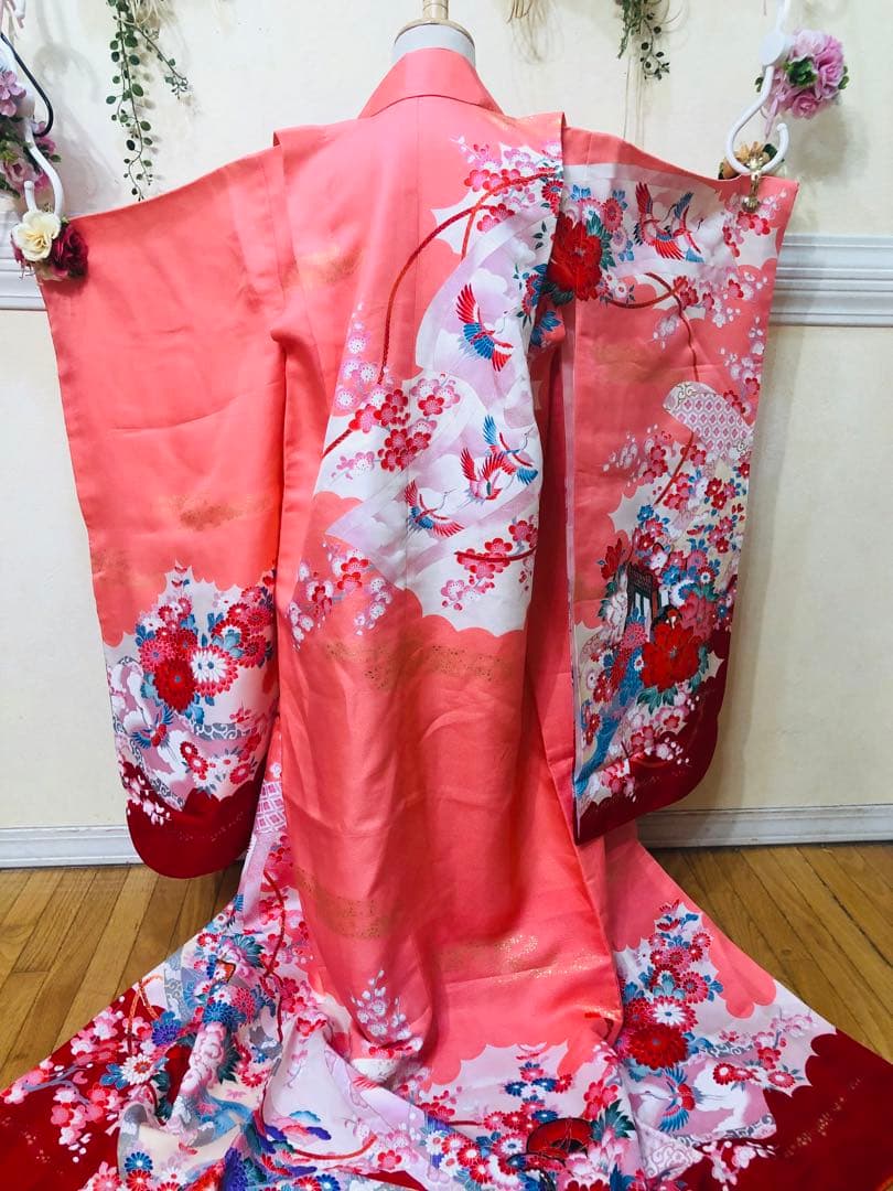 七五三 七歳‼️プリンセスならばピンク❤️豪華御所車手毬花々金彩金箔煌びやか