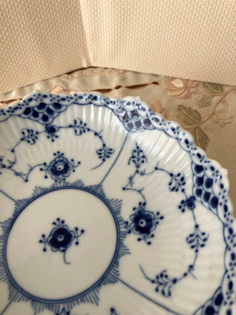 ロイヤルコペンハーゲン ハーフレース 足付き ケーキ皿 美品