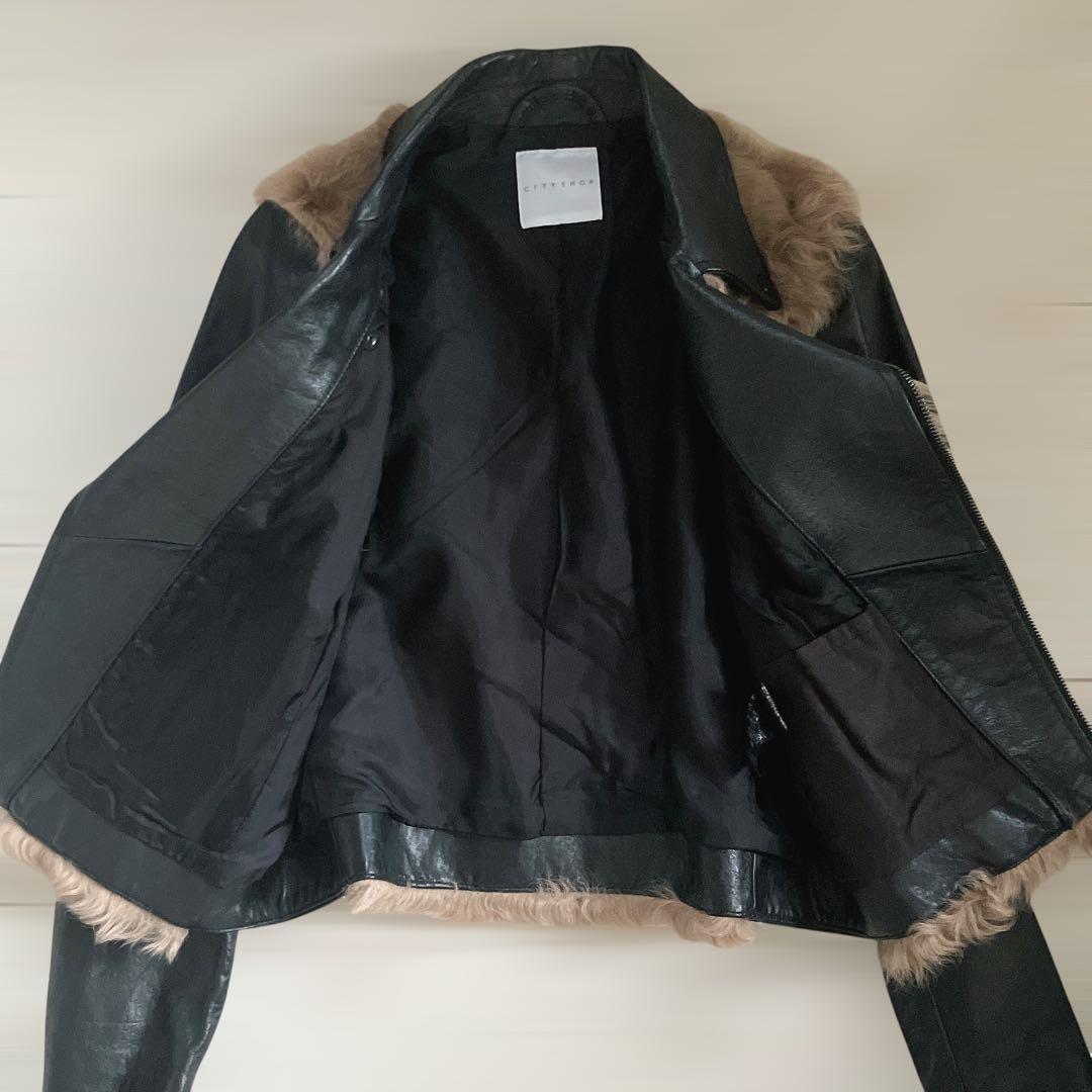 CITY SHOP カウレザー リアルファー ダブルライダースジャケット